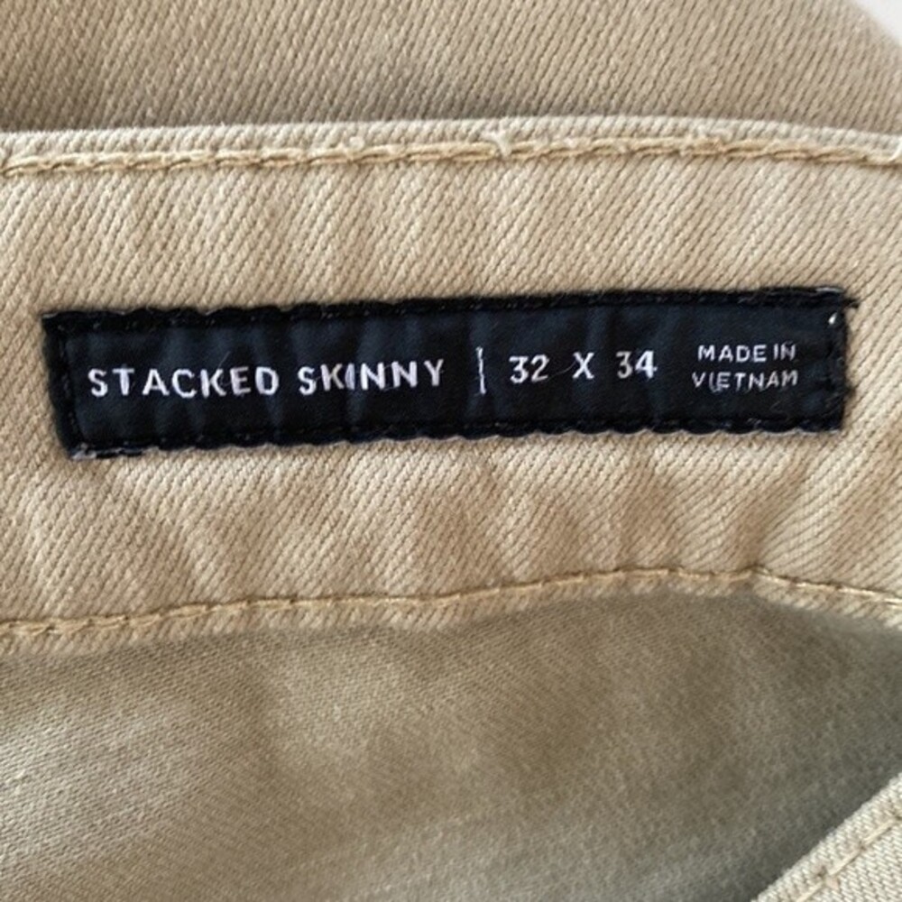 PacSun Khaki Stacked Skinny Jean Active 4-Way Stretch 5 Pocket Design Button Zip - Picture 10 of 16
